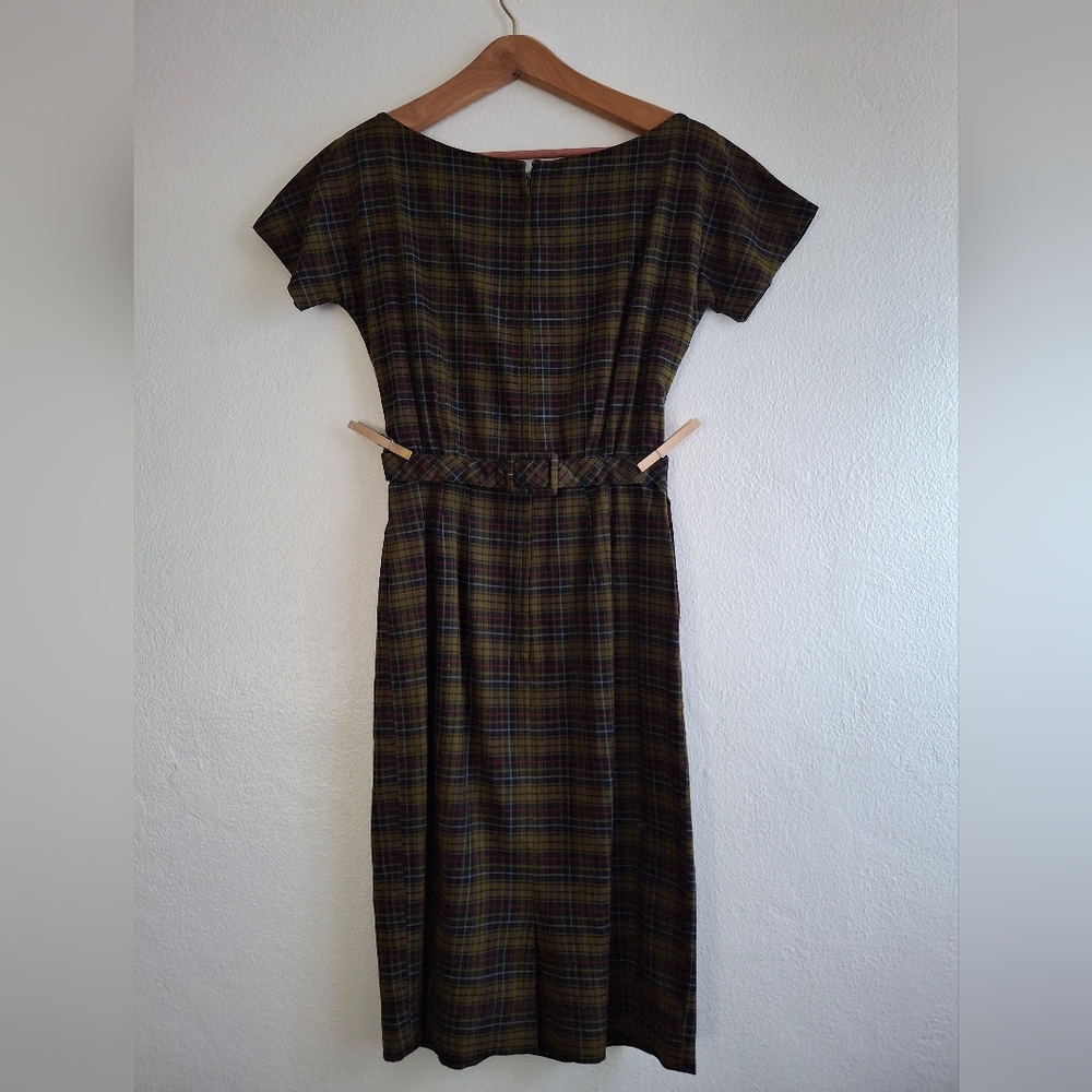 Vintage 1950s Plaid Women's Dress - image 6